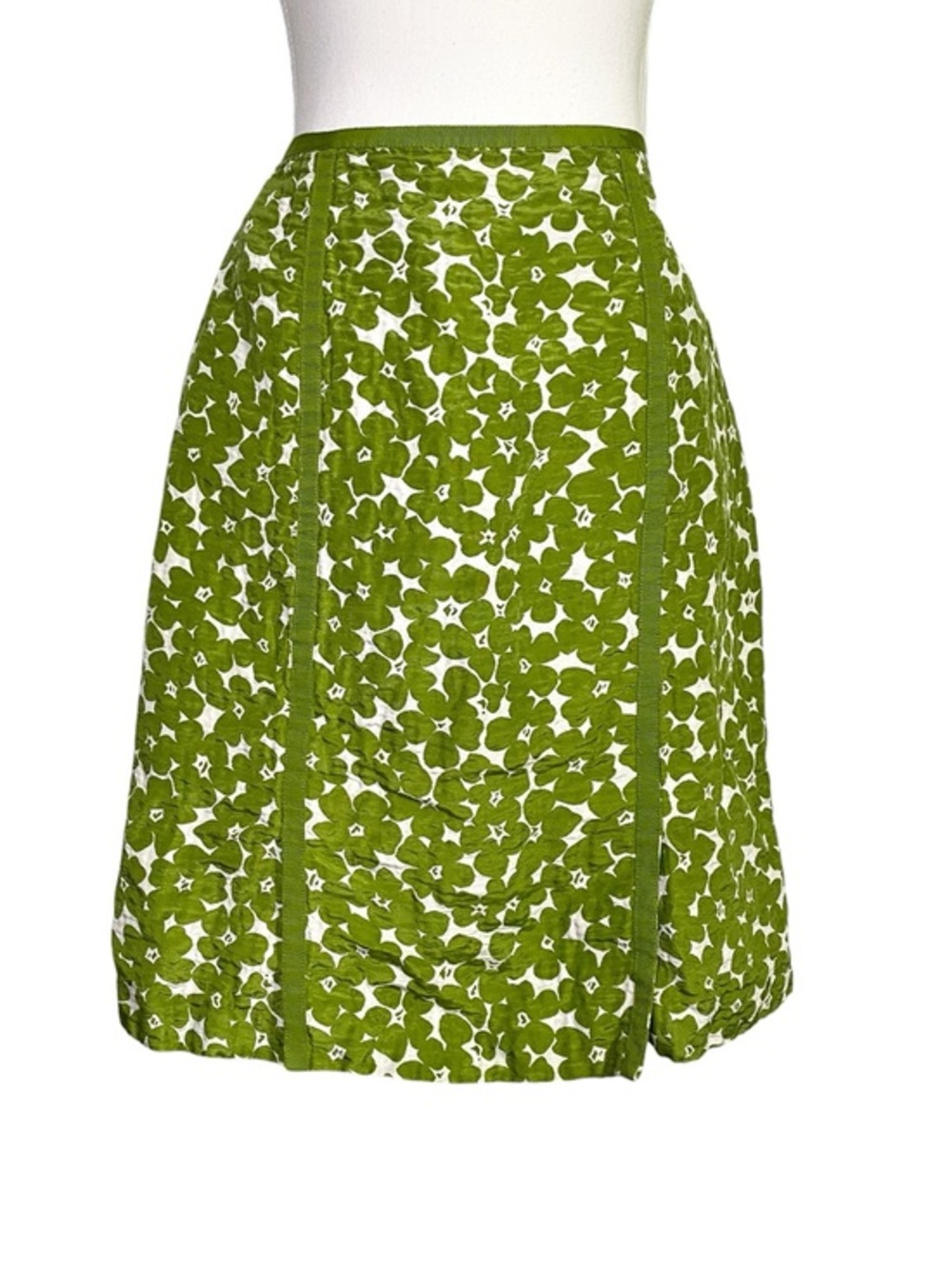 Kate Hill Vintage Silk Linen Blend Retro Floral Midi Skirt Y2K Boho